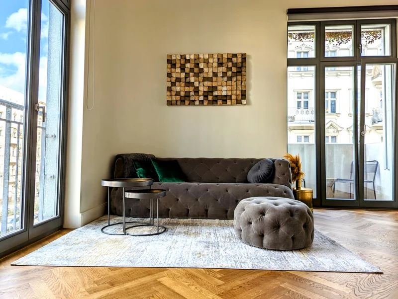 Comfortable lounge and balcony doors